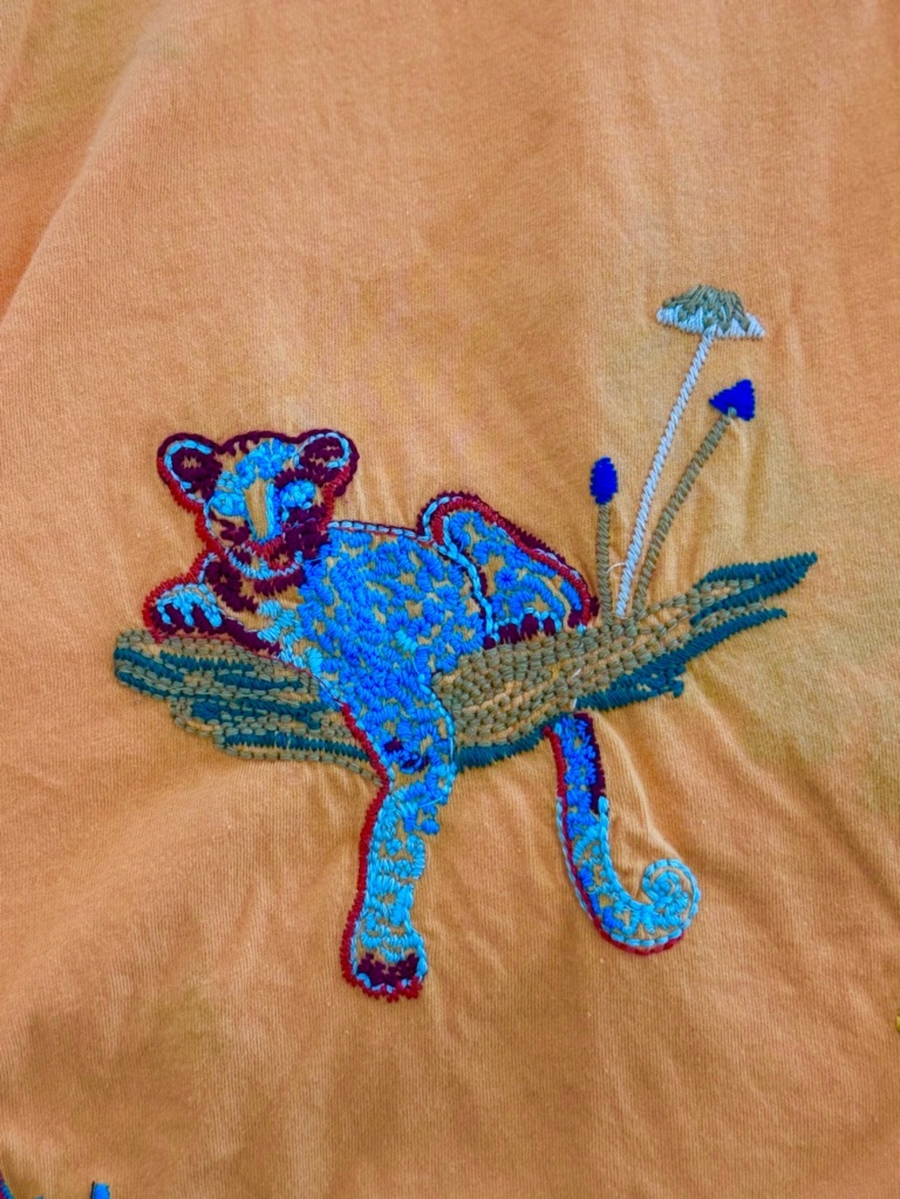 Johnny Was Orange Embroidered Short-Sleeve Swim Coverup - Picture 3 of 6